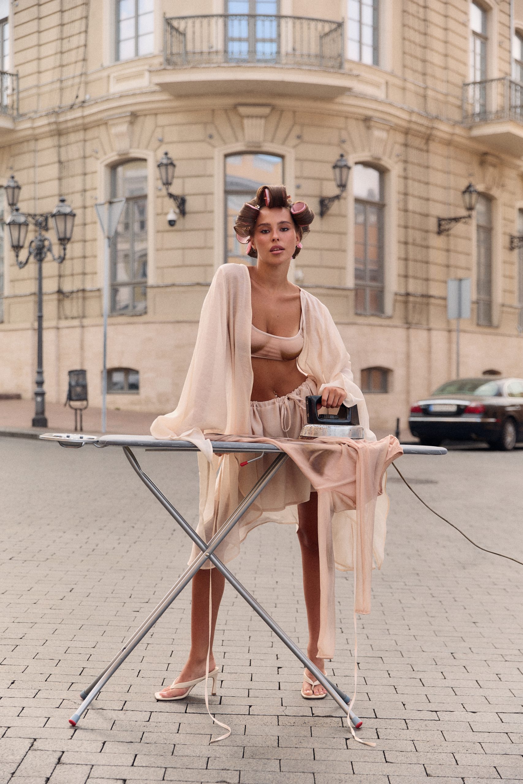 Short Beige Chiffon Cover-Up