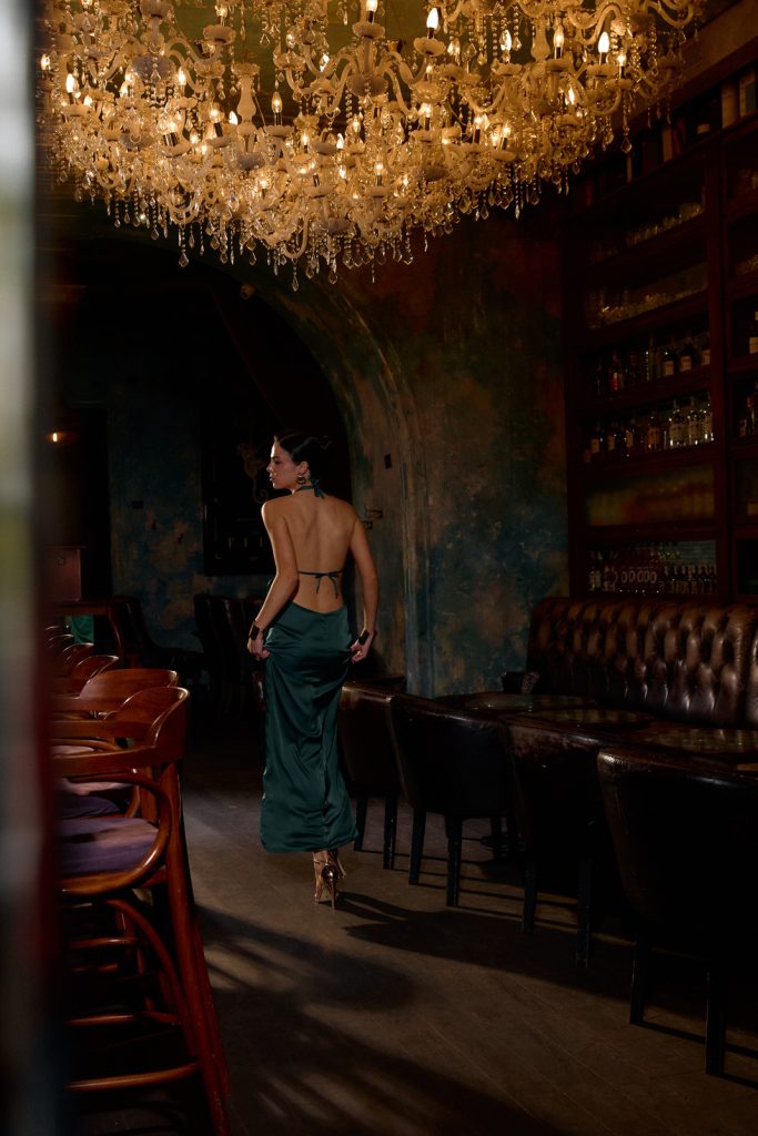 Emerald Maxi Dress with a Tie