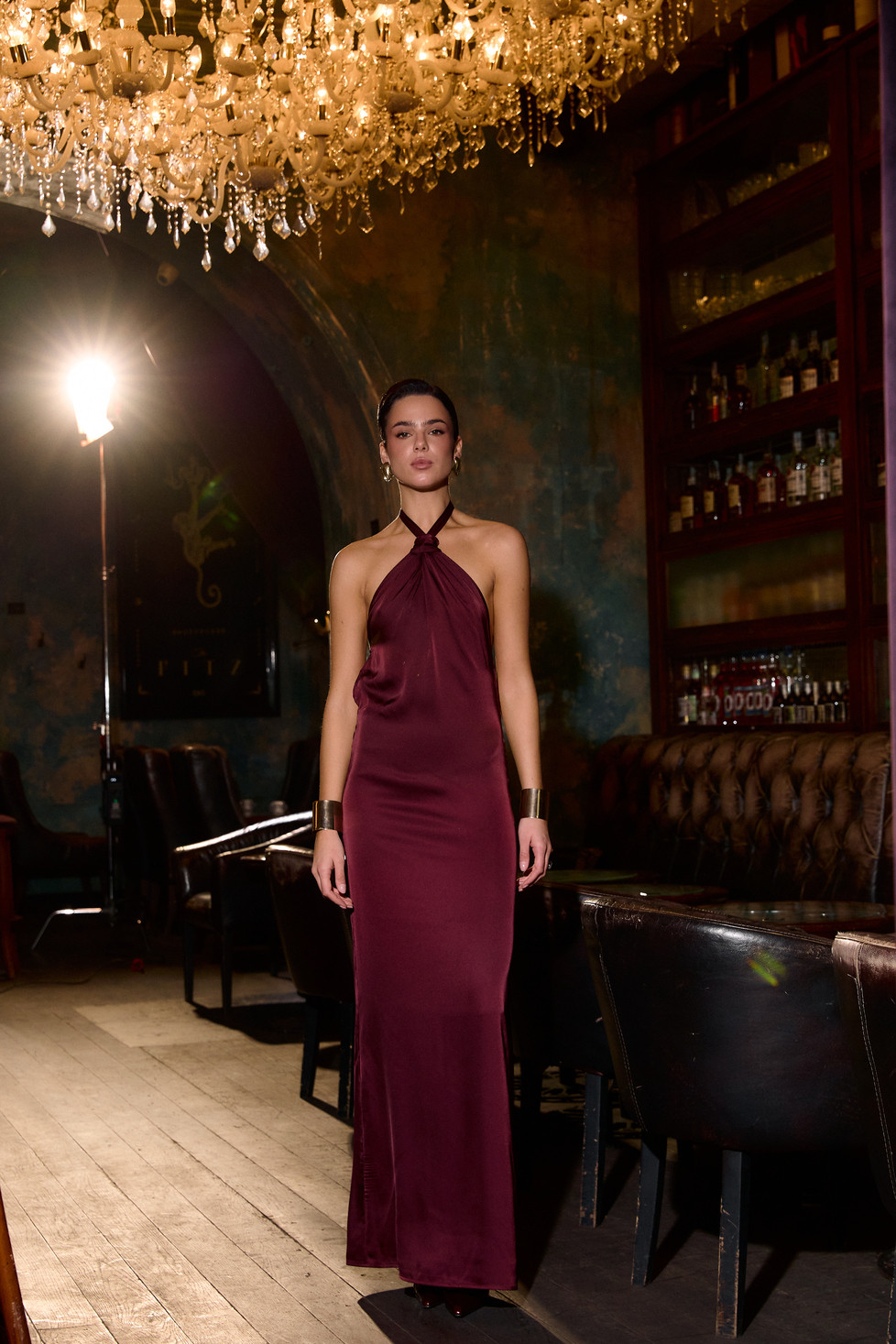 Burgundy Maxi Dress with a Tie