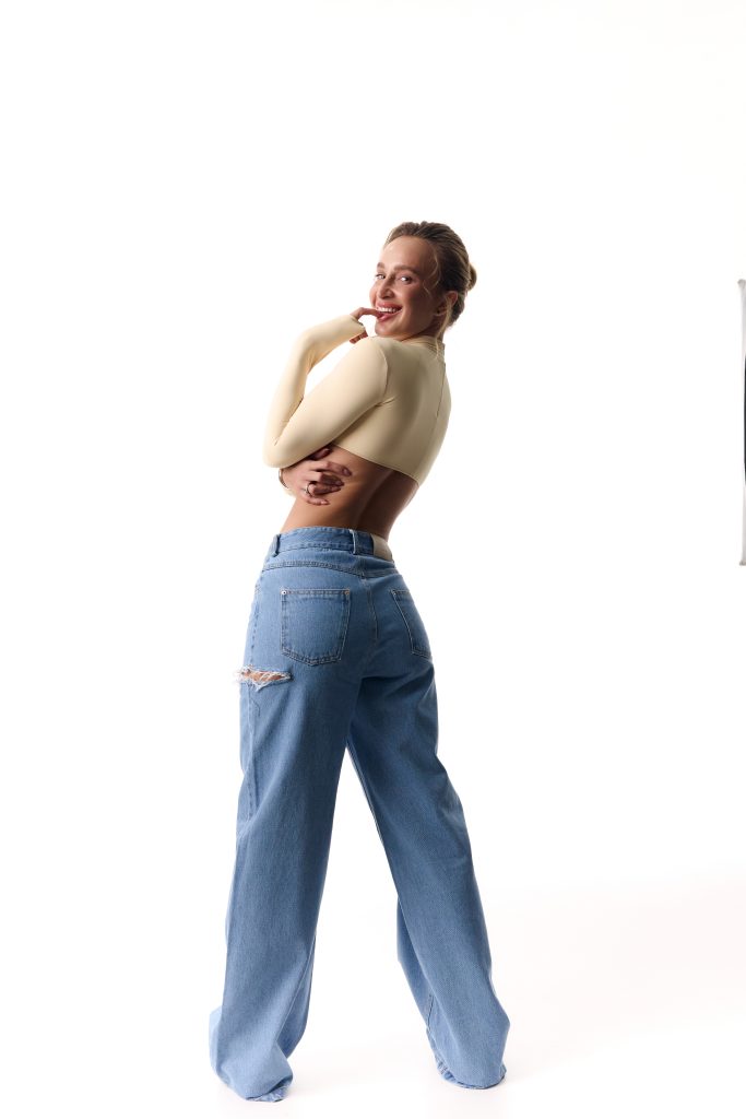 Beige Long Sleeve Cup Top