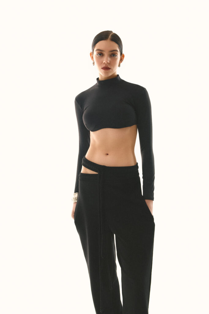 Black Long Sleeve Cup Top