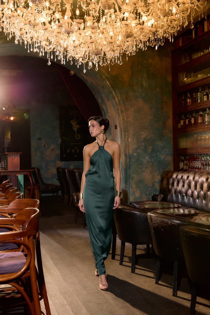 Emerald Maxi Dress with a Tie