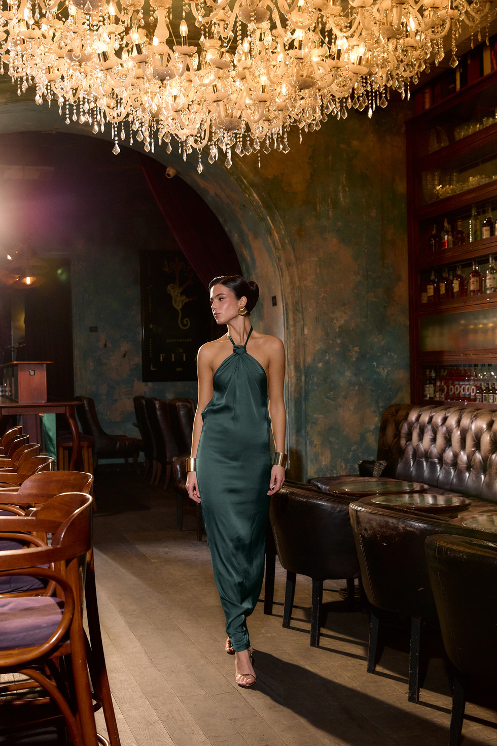 Emerald Maxi Dress with a Tie