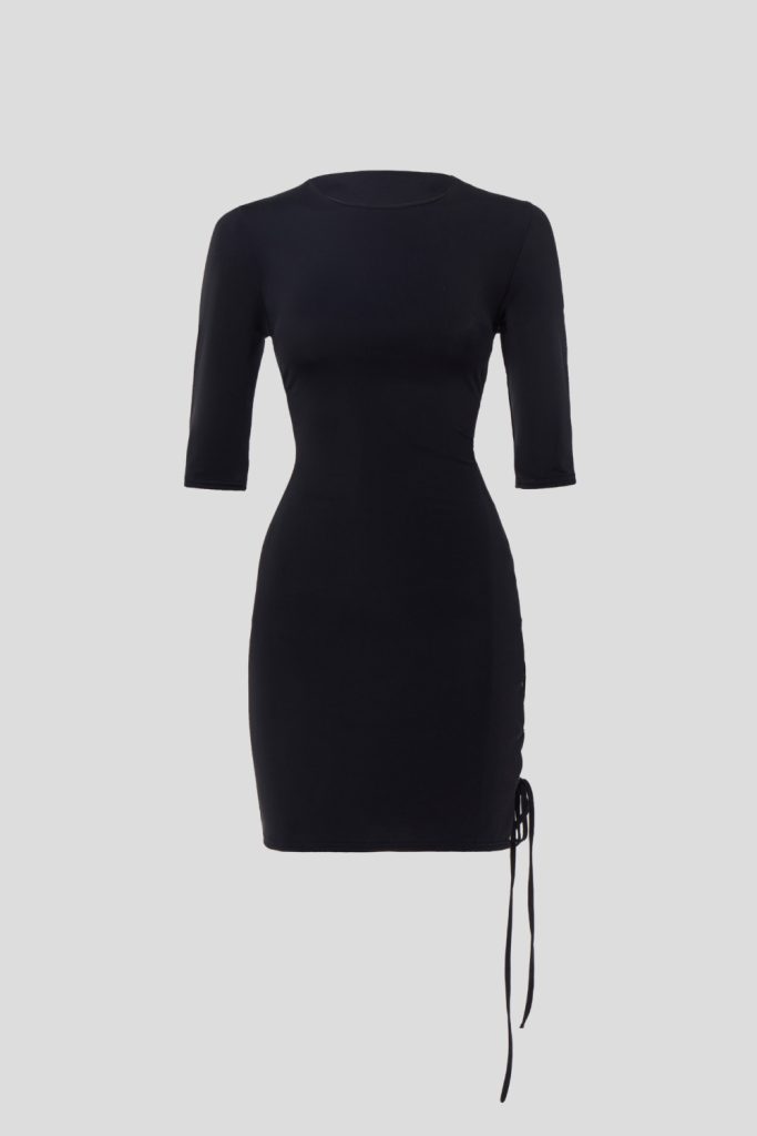 Black mini dress with ties on the back