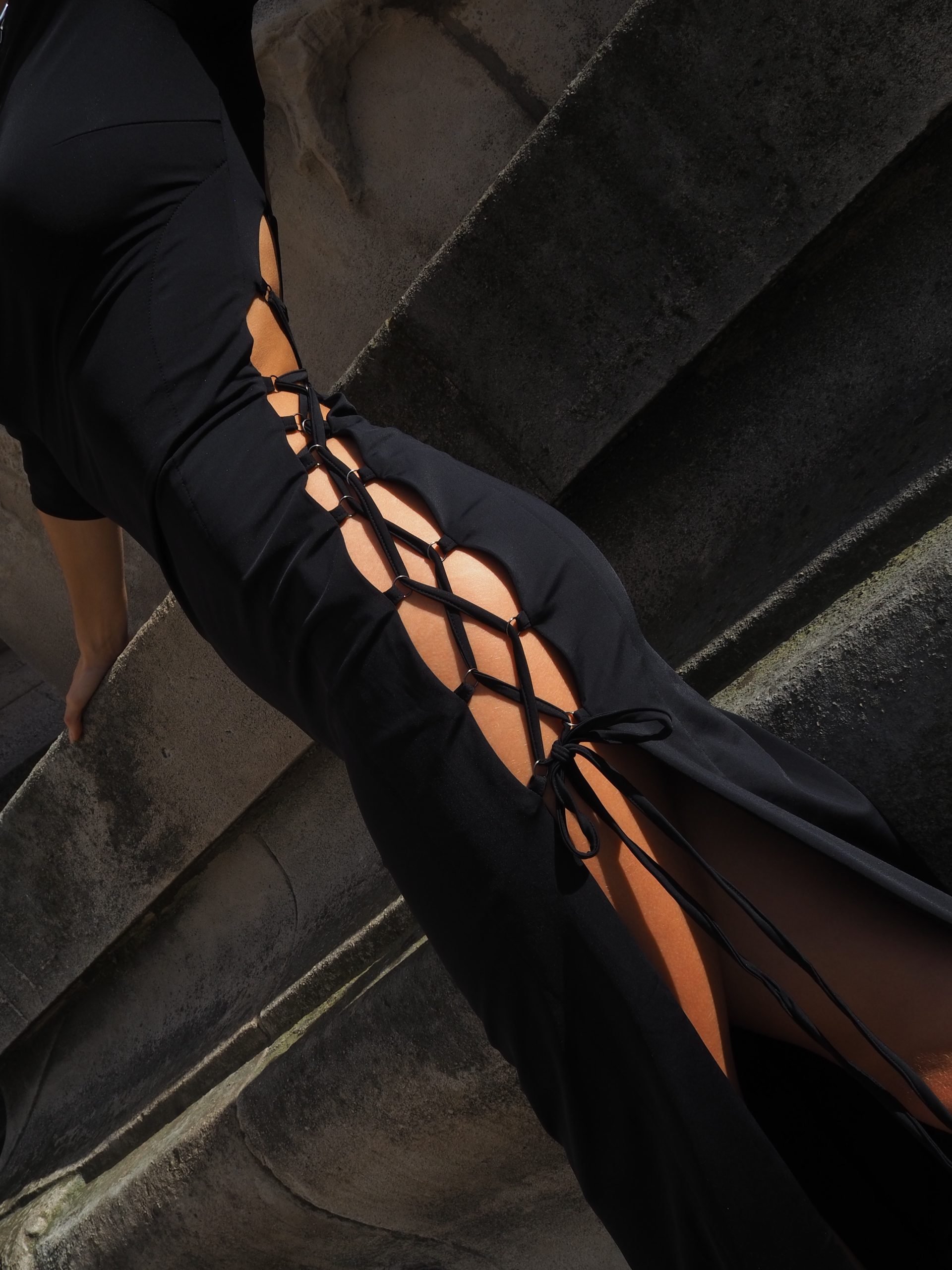Black dress with ties on the back