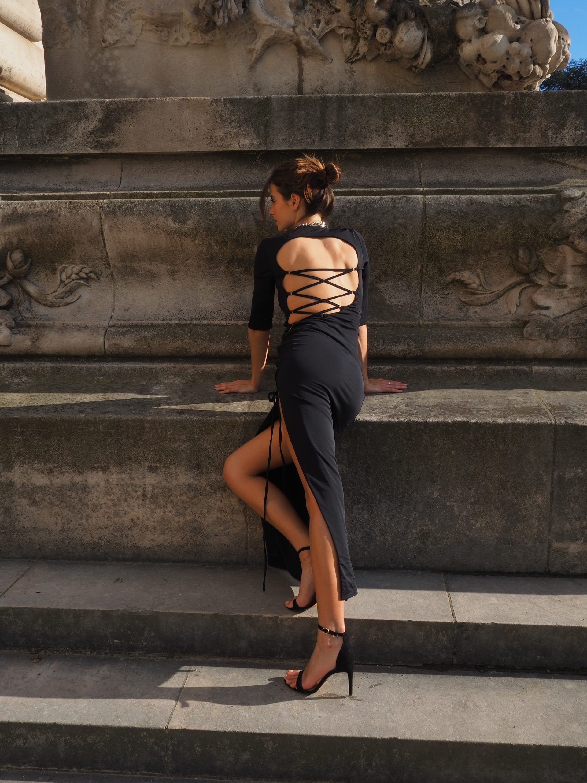 Black dress with ties on the back