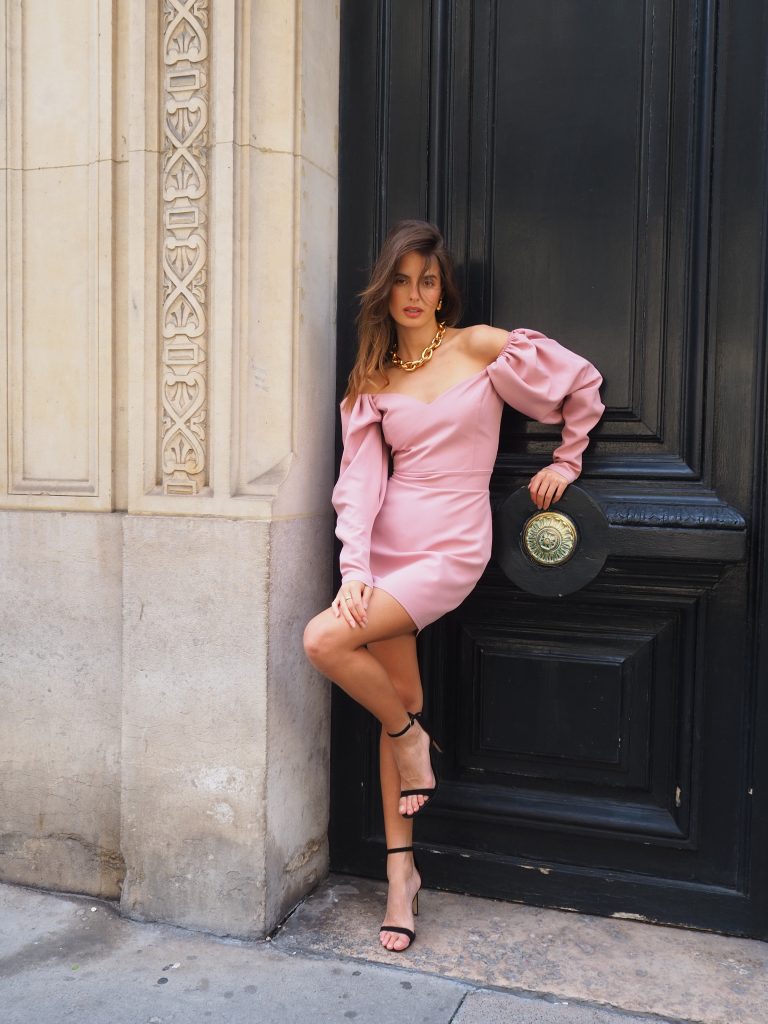 Light pink dress with accent sleeves