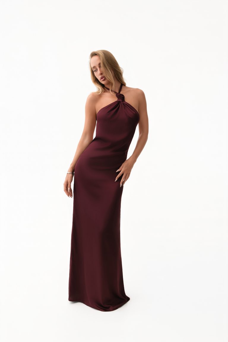 Burgundy Maxi Dress with a Tie