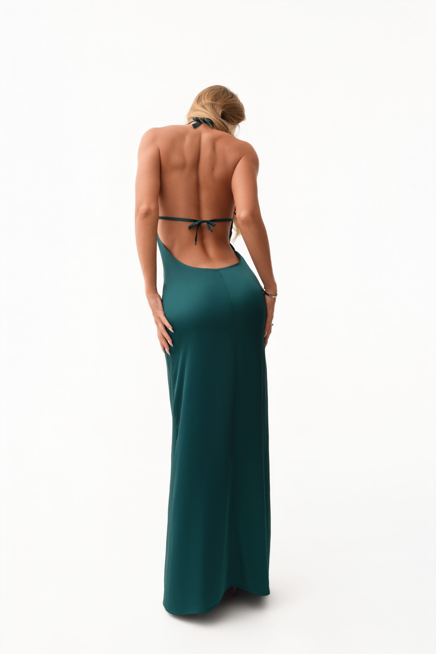Emerald Maxi Dress with a Tie