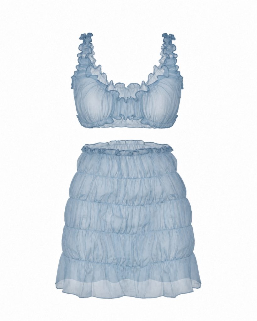 Set: light blue skirt and top