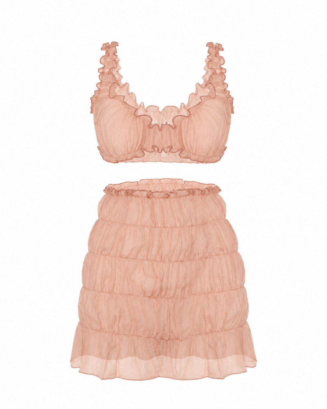 Set: skirt and top in sawtooth rose color