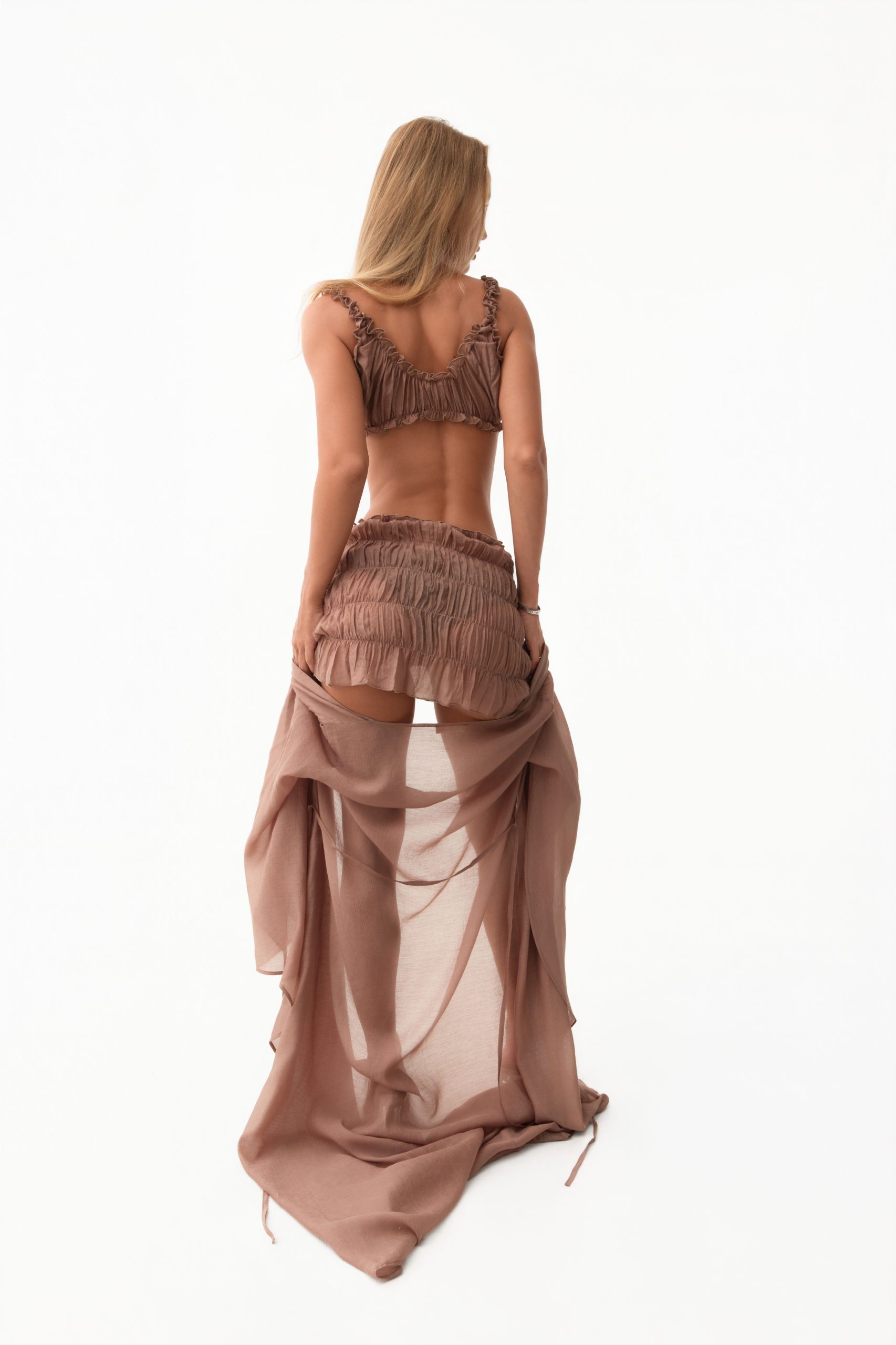 Set: skirt and top in sawtooth rose color