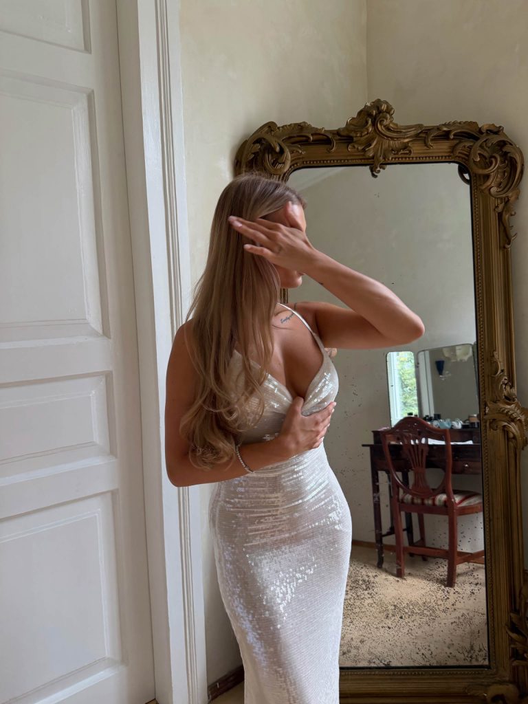 Cream sequin maxi dress