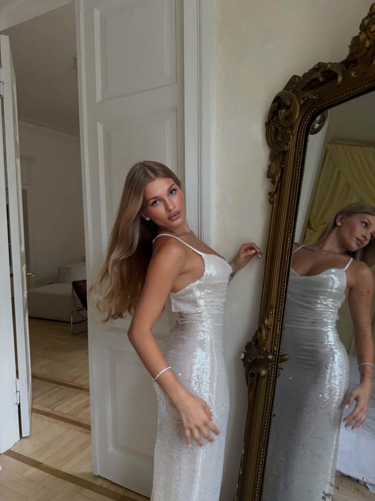Cream sequin maxi dress