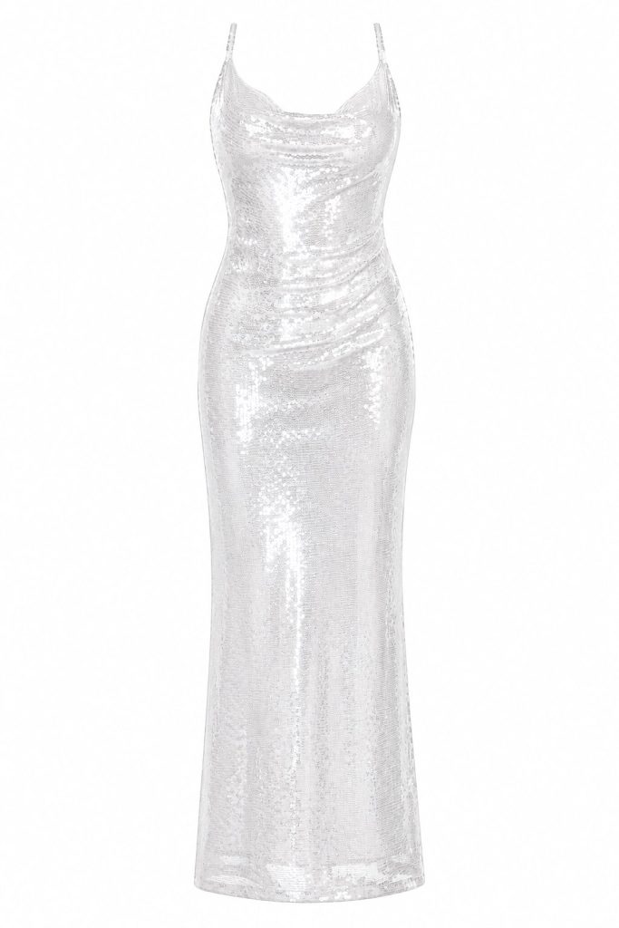 Cream sequin maxi dress
